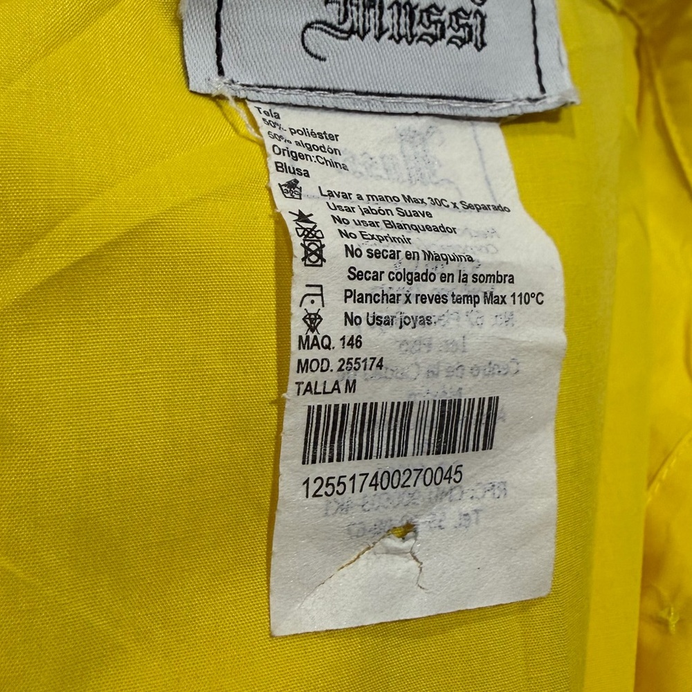 Women's Yellow Statement Ruffle Blouse - Picture 6 of 6